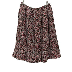 Vintage d'aillards liberty daisy floral pleated maxi skirt green red black sz 18